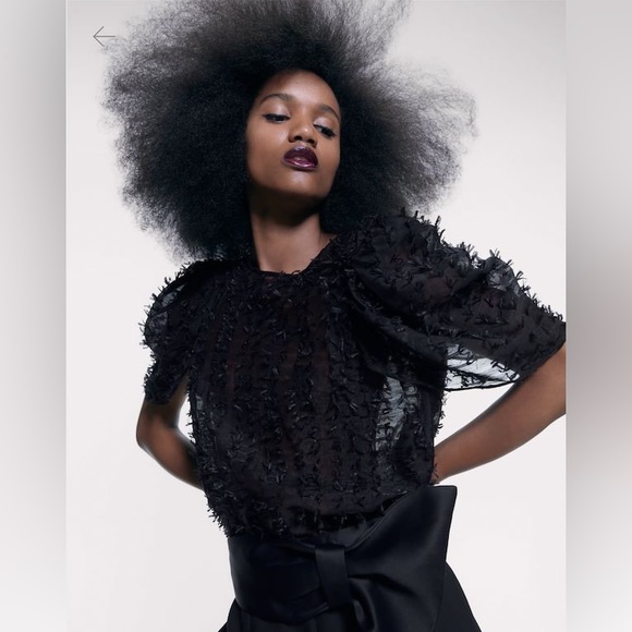 Zara Tops - NWT Zara Fringed Sheer Blouse